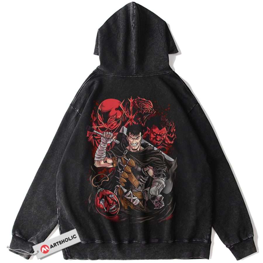 Alternative view of Guts Hoodie, Berserk Hoodie, Anime Hoodie, Vintage Hoodie