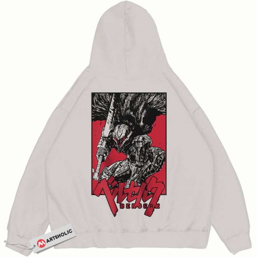 Alternative view of Guts hoodie, Berserk hoodie, Anime hoodie, Vintage Thoodie