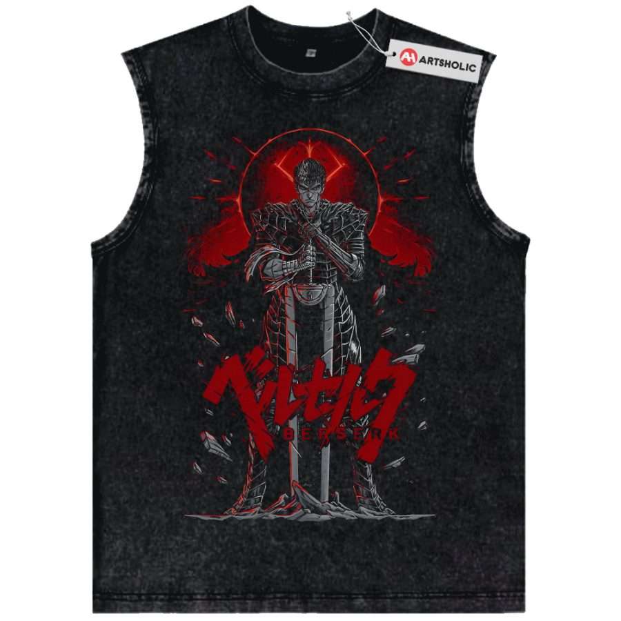 Alternative view of Guts Tank Top, Berserk Tank Top, Anime Tank Top, Vintage Tank Top