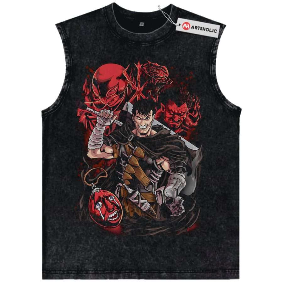 Alternative view of Guts Tank Top, Berserk Tank Top, Anime Tank Top, Vintage Tank Top