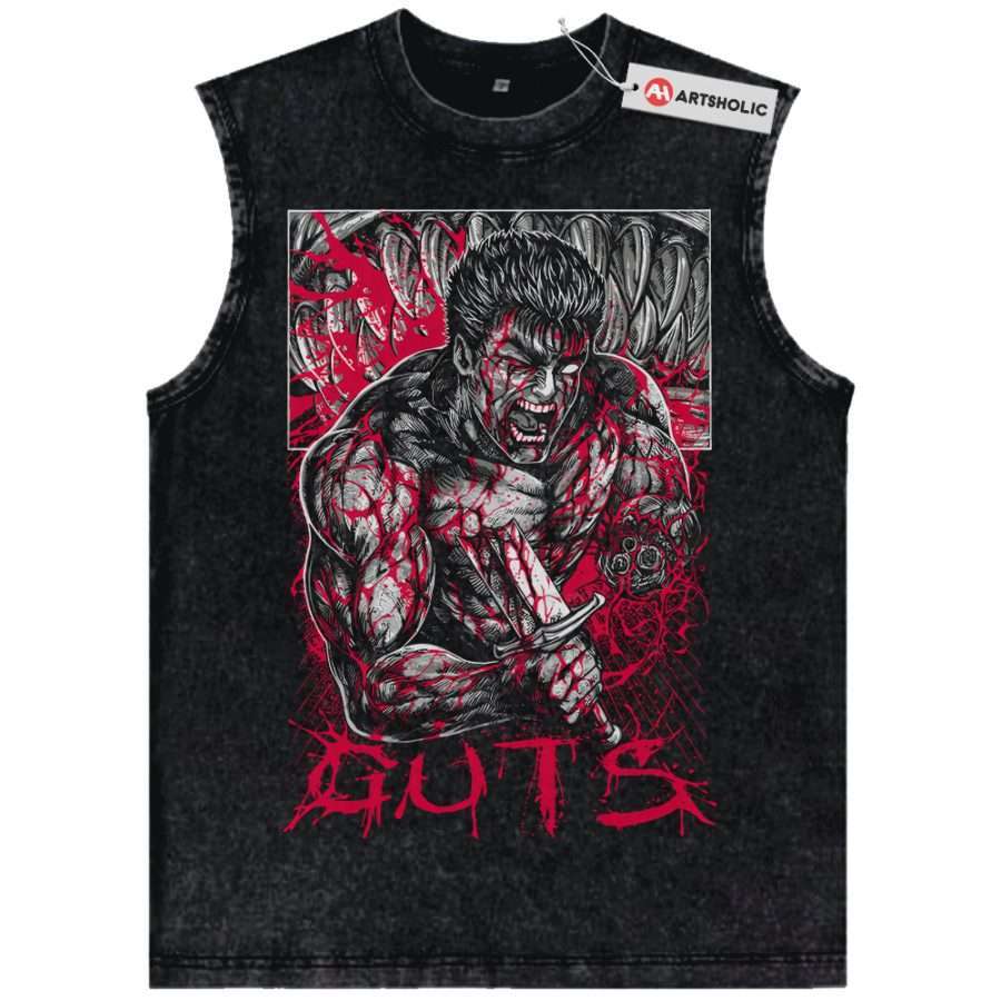 Alternative view of Guts Tank Top, Berserk Tank Top, Anime Tank Top, Vintage Tank Top