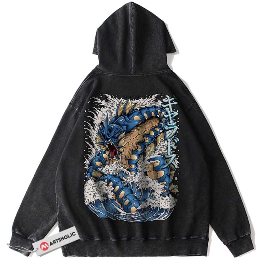 Alternative view of Gyarados Hoodie, Pokemon Hoodie, Anime Hoodie, Vintage Hoodie