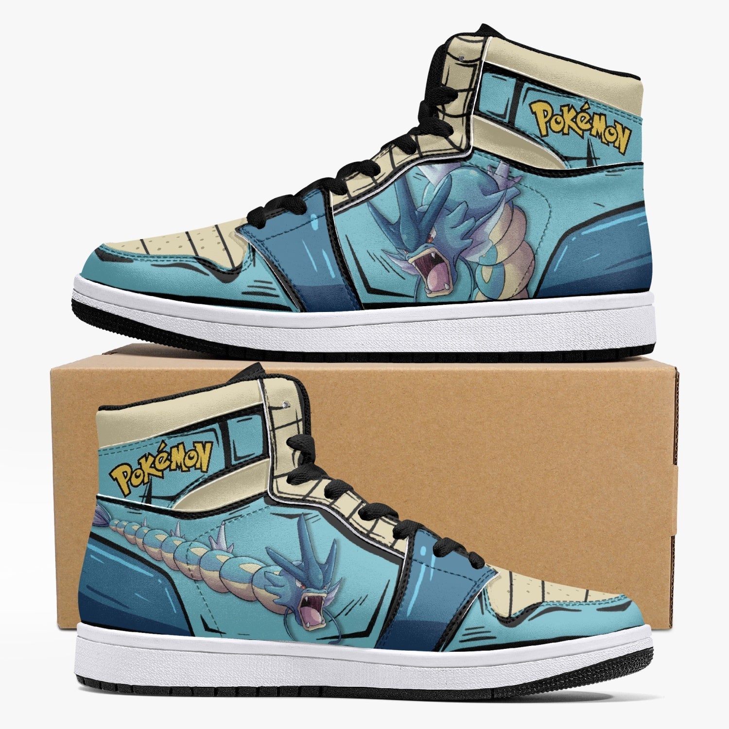 Gyarados Pokemon Custom Sneaker Mid 1 Basketball Shoes - Otaku Hall