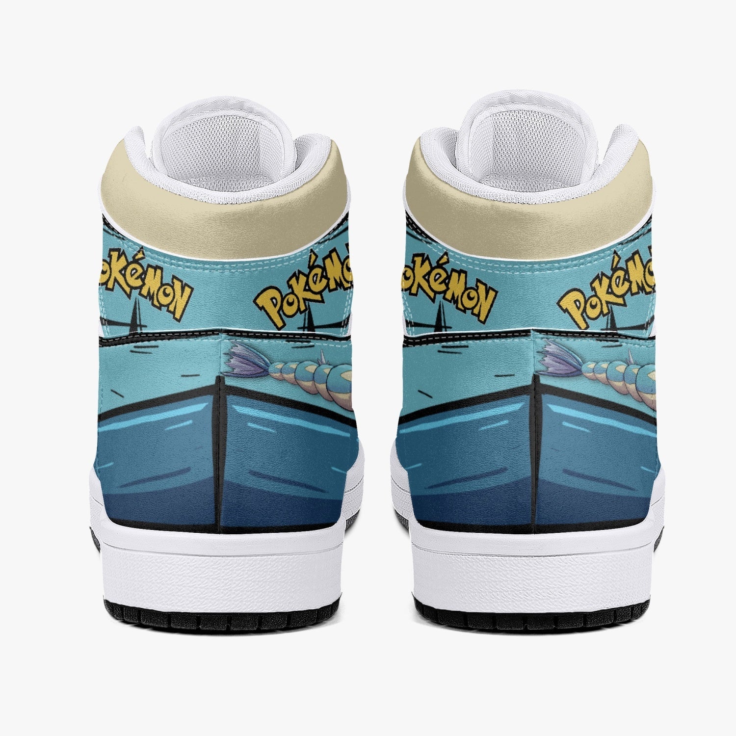 Alternative view of Gyarados Pokemon Custom Sneaker Mid 1 Basketball Shoes - Otaku Hall