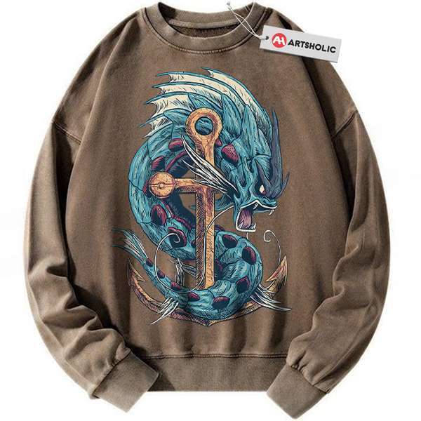 Alternative view of Gyarados Sweatshirt, Pokemon Sweatshirt, Anime Sweatshirt, Vintage Sweatshirt
