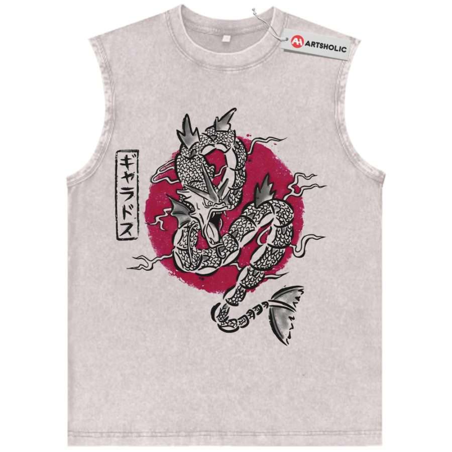 Alternative view of Gyarados Tank Top, Pokemon Tank Top, Anime Tank Top, Vintage Tank Top