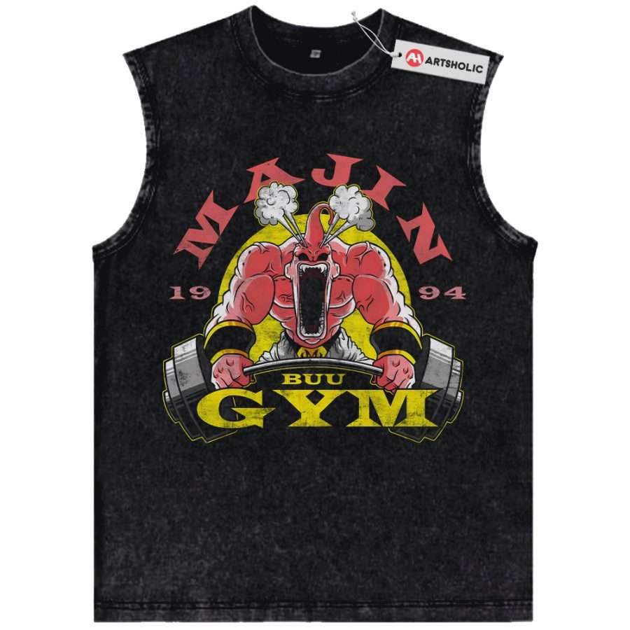 Alternative view of Gym Majin Buu Tank Top, Dragon Ball Tank Top, DBZ Tank Top, Anime Tank Top, Vintage Tank Top