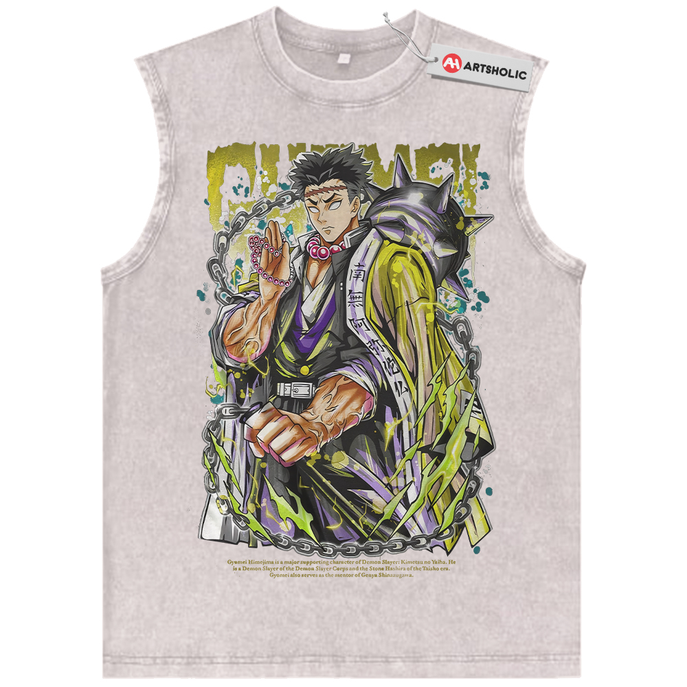 Alternative view of Gyomei Himejima Tank Top, Demon Slayer Tank Top, Anime Tank Top, Vintage Tank Top