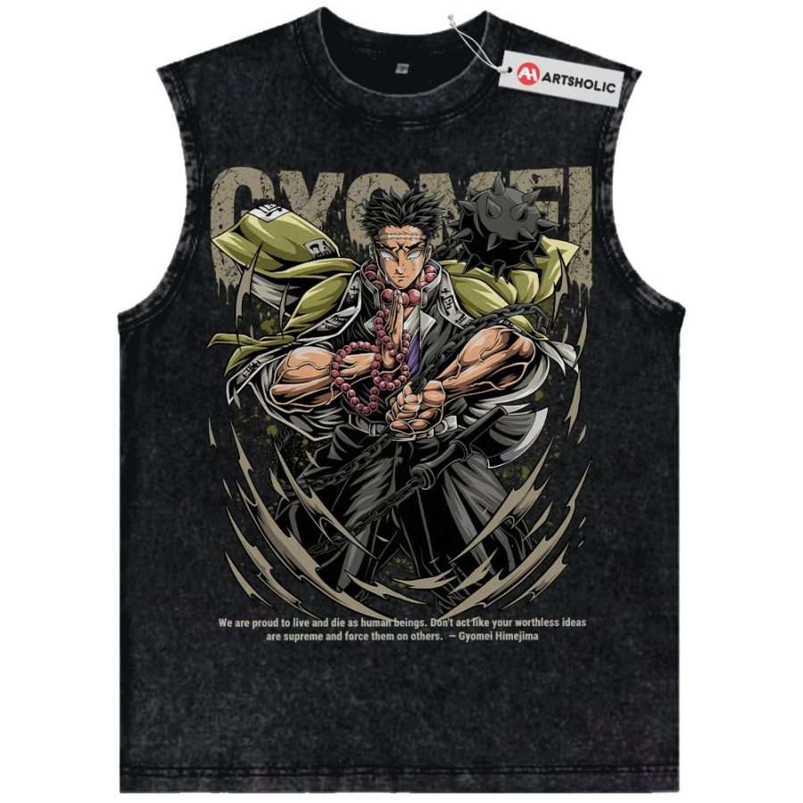 Alternative view of Gyomei Himejima Tank Top, Demon Slayer Tank Top, Anime Tank Top, Vintage Tank Top
