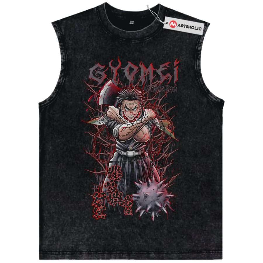 Alternative view of Gyomei Himejima Tank Top, Demon Slayer Tank Top, Anime Tank Top, Vintage Tank Top