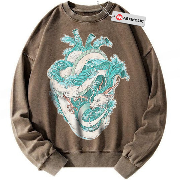 Alternative view of Haku Dragon Sweatshirt, Spirited Away Sweatshirt, Studio Ghibli Sweatshirt, Anime Sweatshirt, Vintage Sweatshirt