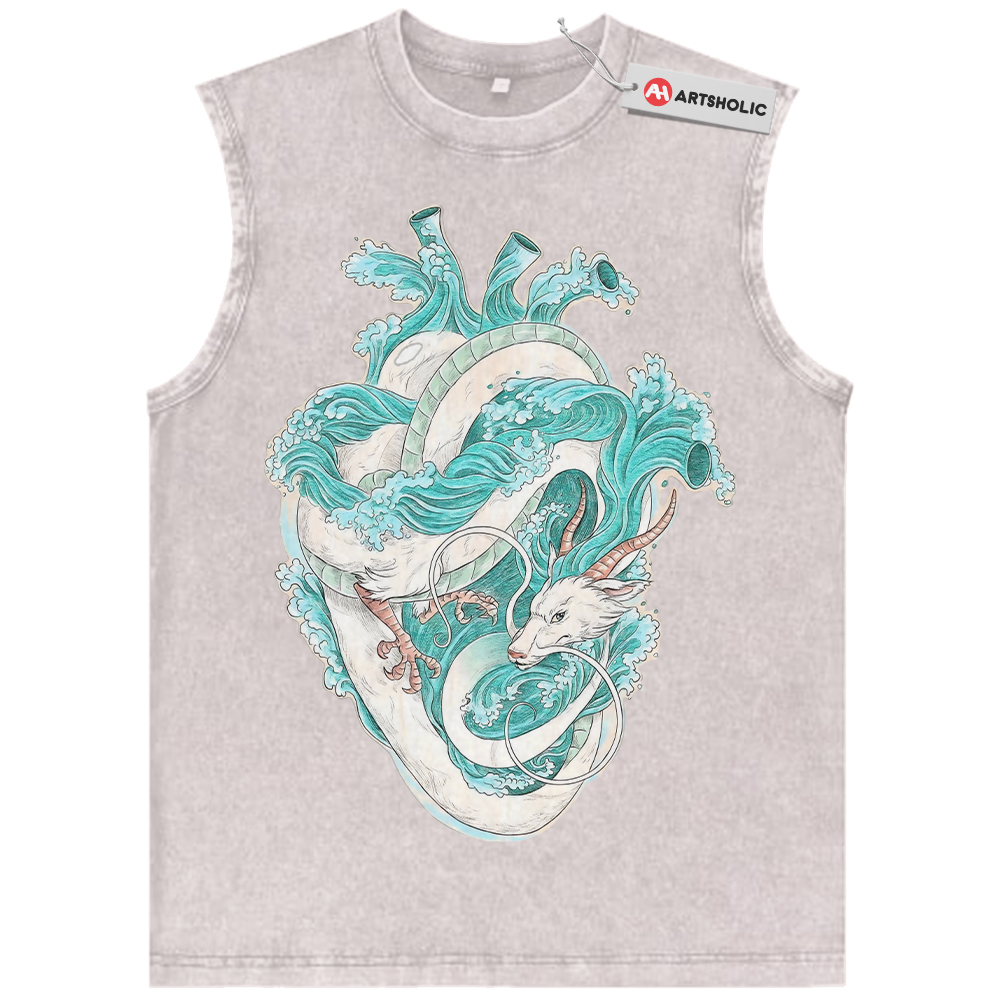 Alternative view of Haku Dragon Tank Top, Spirited Away Tank Top, Studio Ghibli Tank Top, Anime Tank Top, Vintage Tank Top