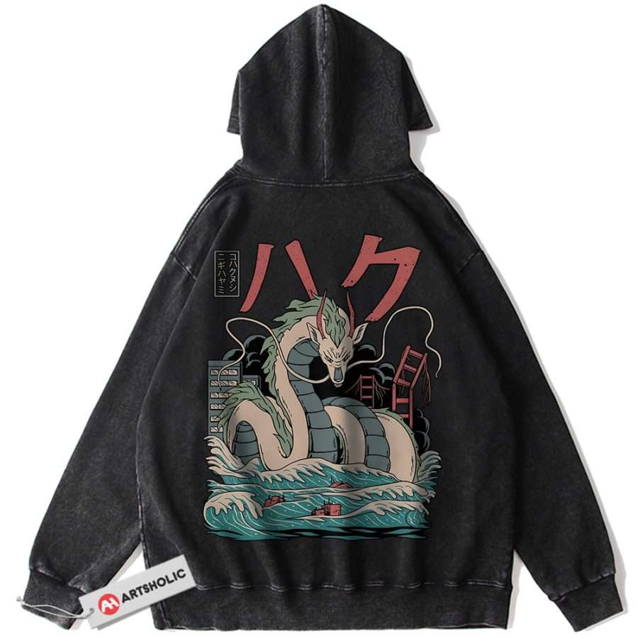 Alternative view of Haku Hoodie, Spirited Away Hoodie, Studio Ghibli Hoodie, Anime Hoodie, Vintage Hoodie