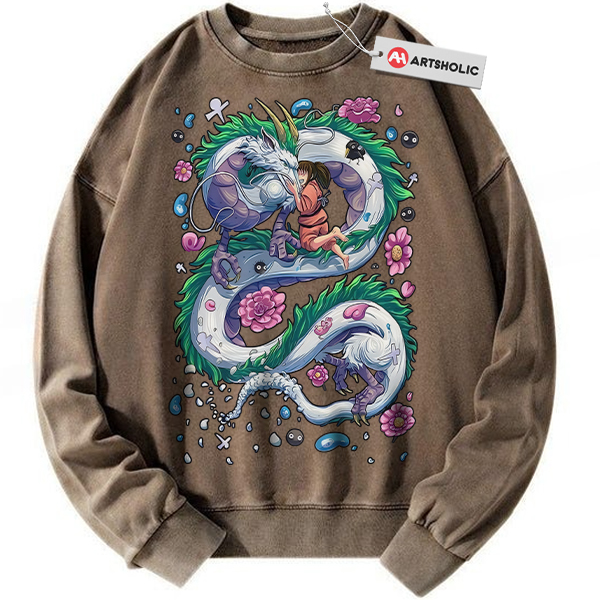 Alternative view of Haku vs Chihiro Sweatshirt, Spirited Away Sweatshirt, Studio Ghibli Sweatshirt, Anime Sweatshirt, Vintage Sweatshirt