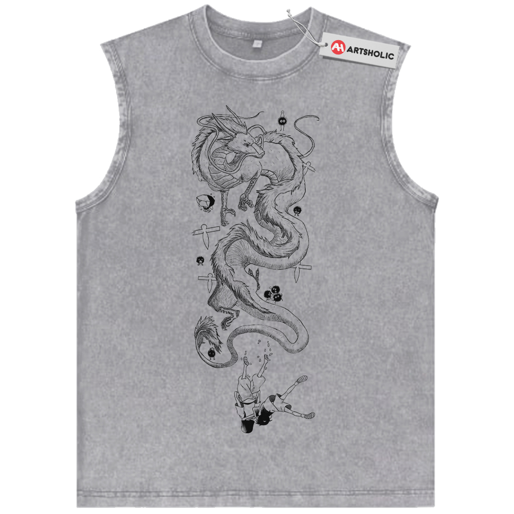 Alternative view of Haku vs Chihiro Tank Top, Spirited Away Tank Top, Studio Ghibli Tank Top, Anime Tank Top, Vintage Tank Top