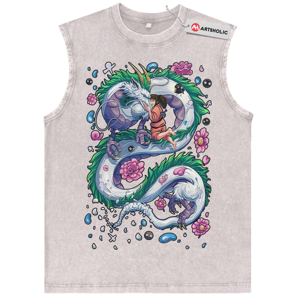 Alternative view of Haku vs Chihiro Tank Top, Spirited Away Tank Top, Studio Ghibli Tank Top, Anime Tank Top, Vintage Tank Top