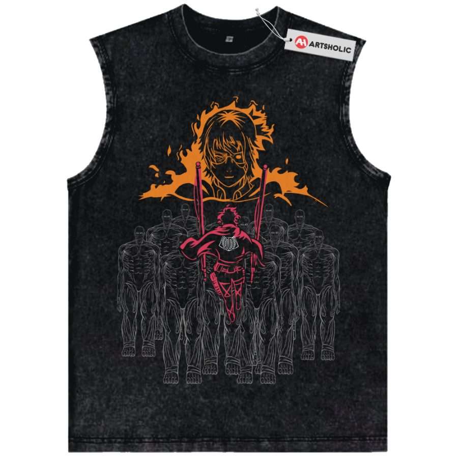 Alternative view of Hange Zoe Tank Top, Attack on Titan Tank Top, AOT Tank Top, Anime Tank Top, Vintage Tank Top