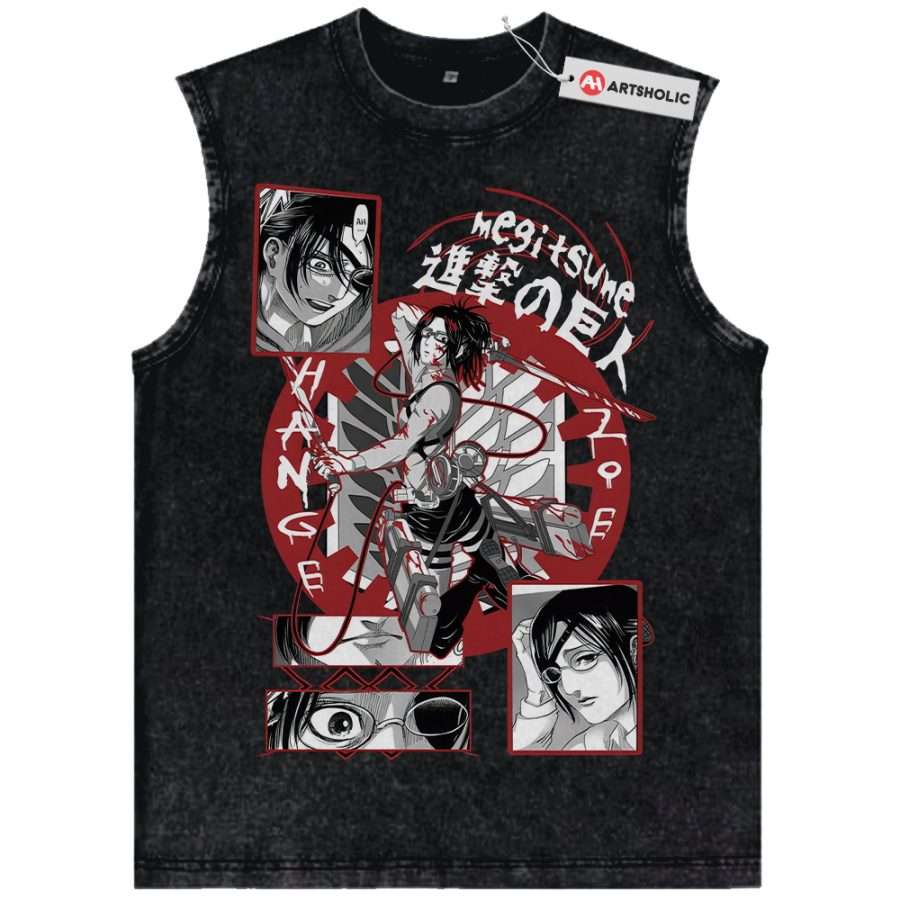 Alternative view of Hange Zoe Tank Top, Attack on Titan Tank Top, AOT Tank Top, Anime Tank Top, Vintage Tank Top