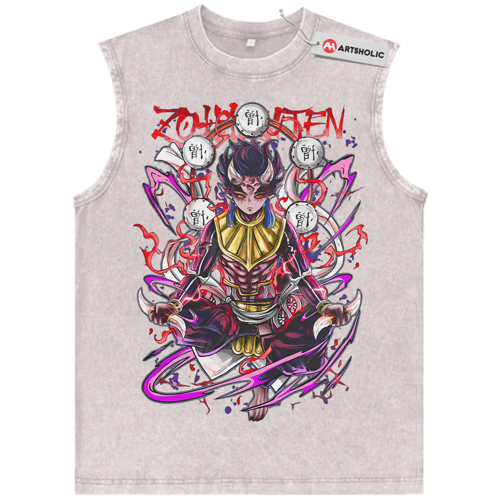 Alternative view of Hantengu Tank Top, Demon Slayer Tank Top, Anime Tank Top, Vintage Tank Top