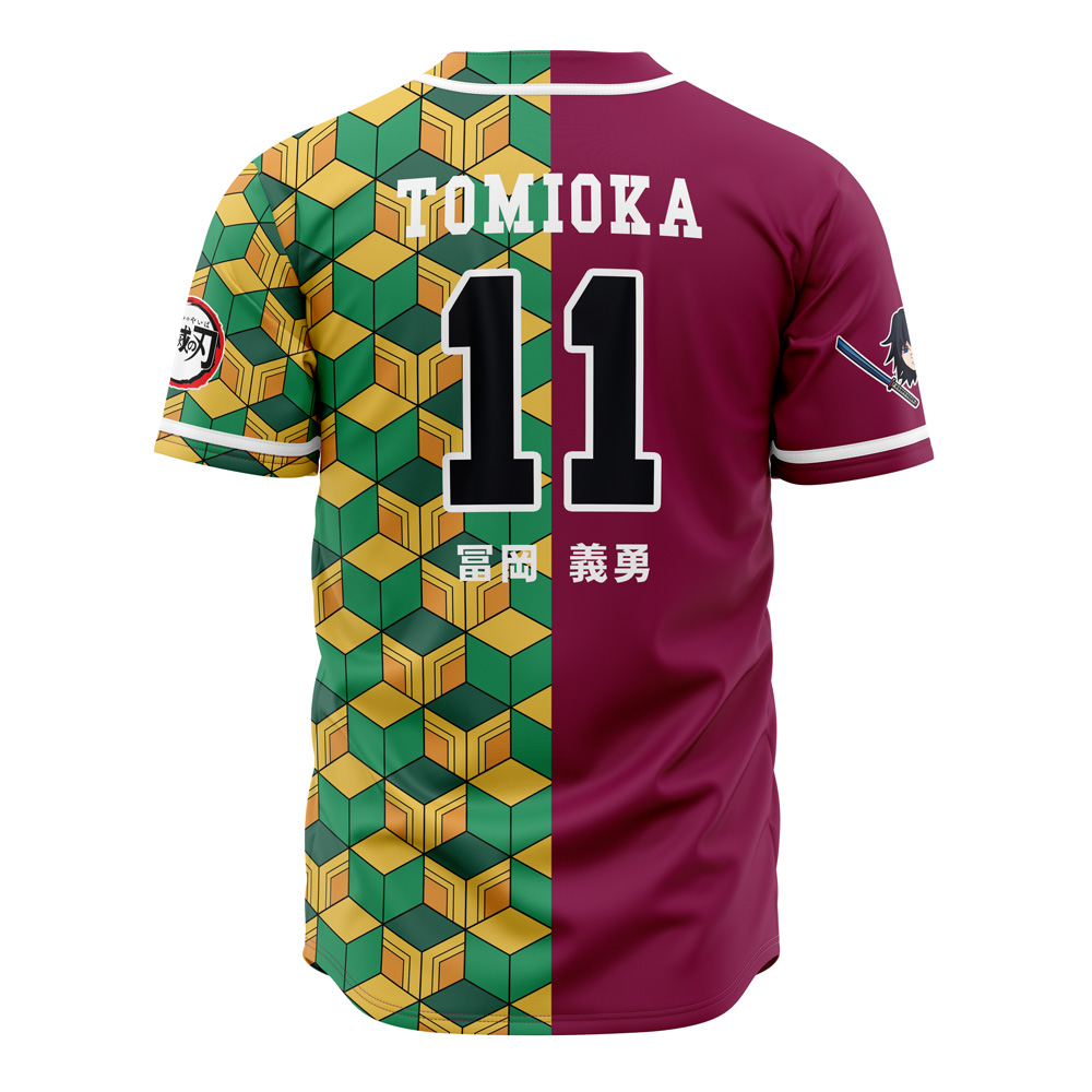 Alternative view of Hashira Giyu Tomioka Demon Slayer Custom Baseball Jersey - Otaku Hall