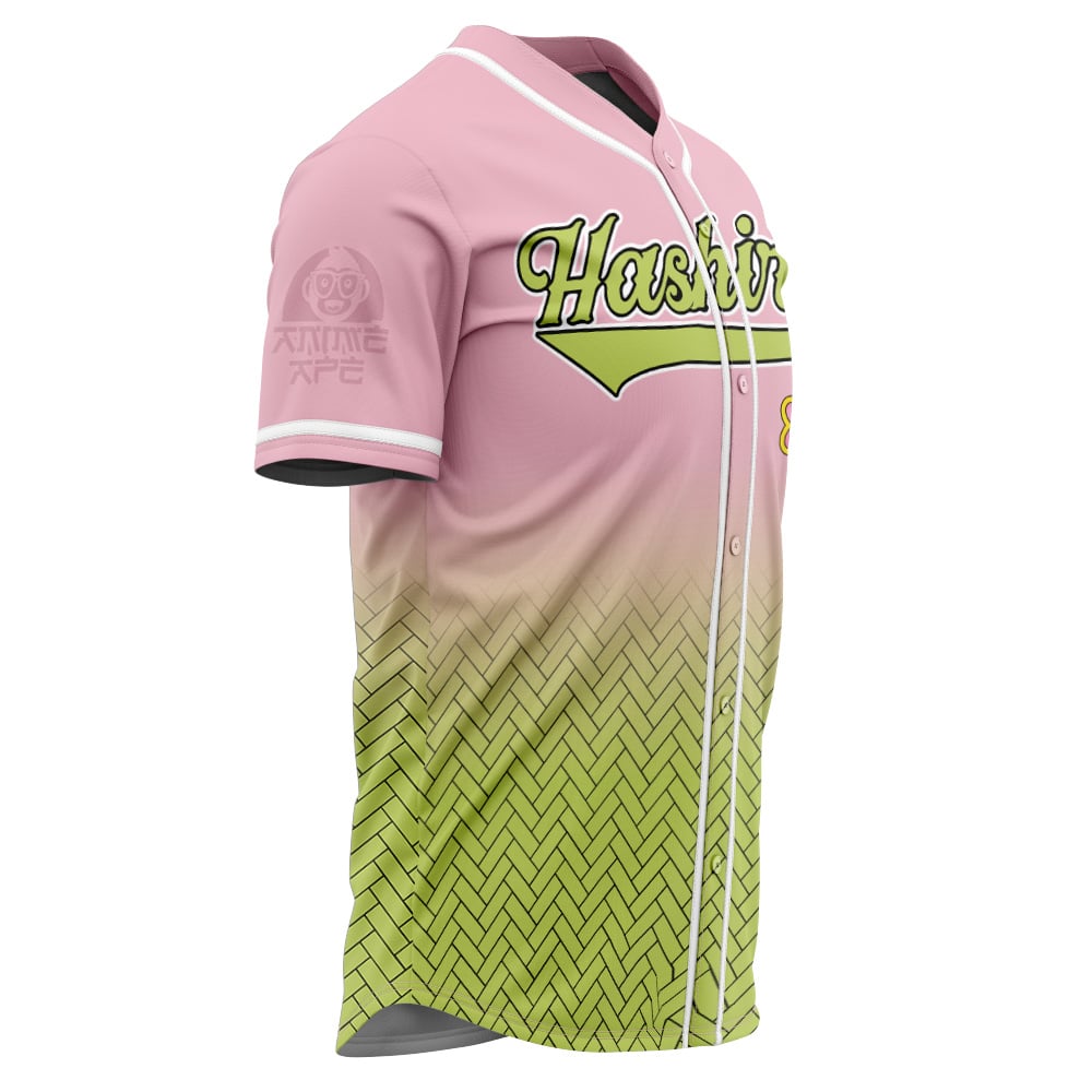 Alternative view of Hashira Mitsuri Kanroji Demon Slayer Baseball Jersey