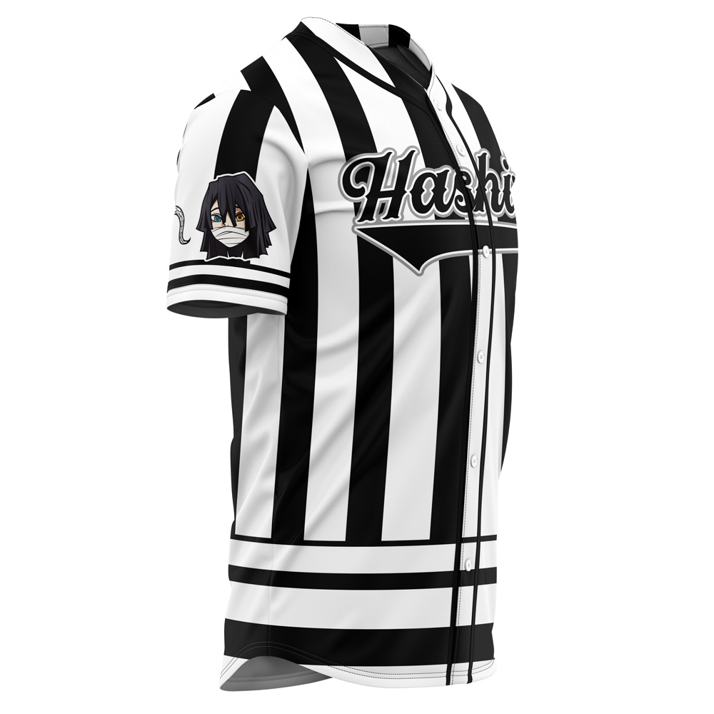 Alternative view of Hashira Obanai Iguro Demon Slayer Custom Baseball Jersey - Otaku Hall