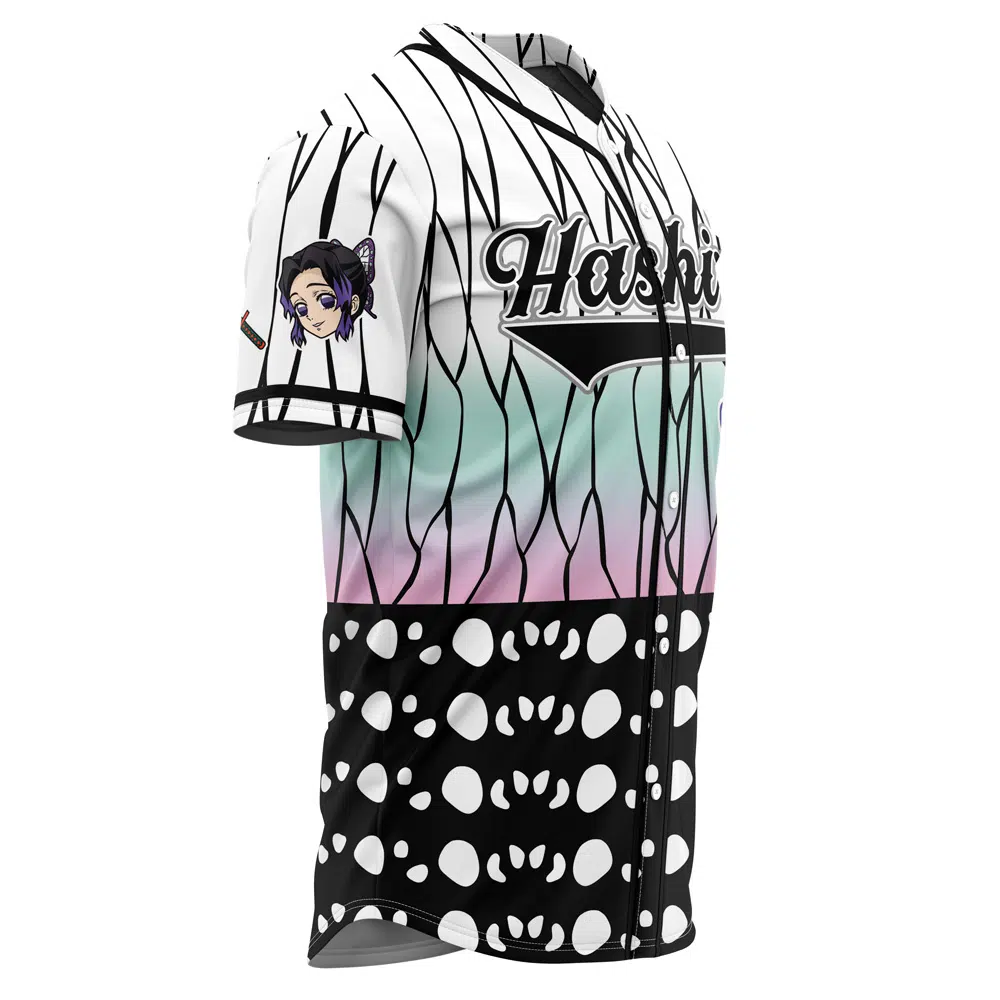 Alternative view of Hashira Shinobu Kocho Demon Slayer Custom Baseball Jersey - Otaku Hall