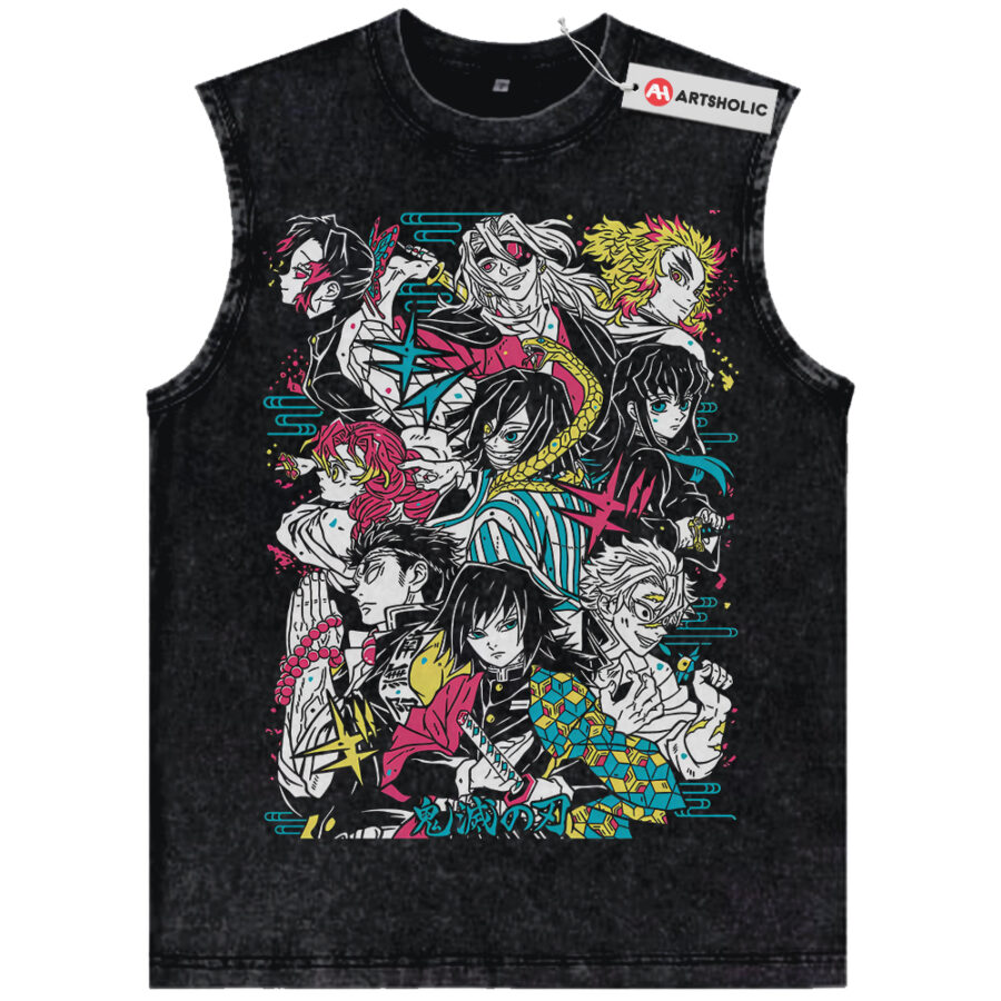 Alternative view of Hashira Tank Top, Demon Slayer Tank Top, Anime Tank Top, Vintage Tank Top