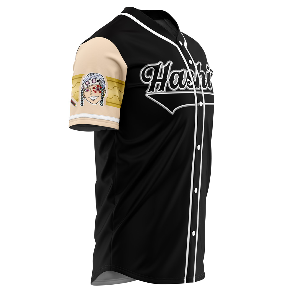 Alternative view of Hashira Tengen Uzui Demon Slayer Custom Baseball Jersey - Otaku Hall