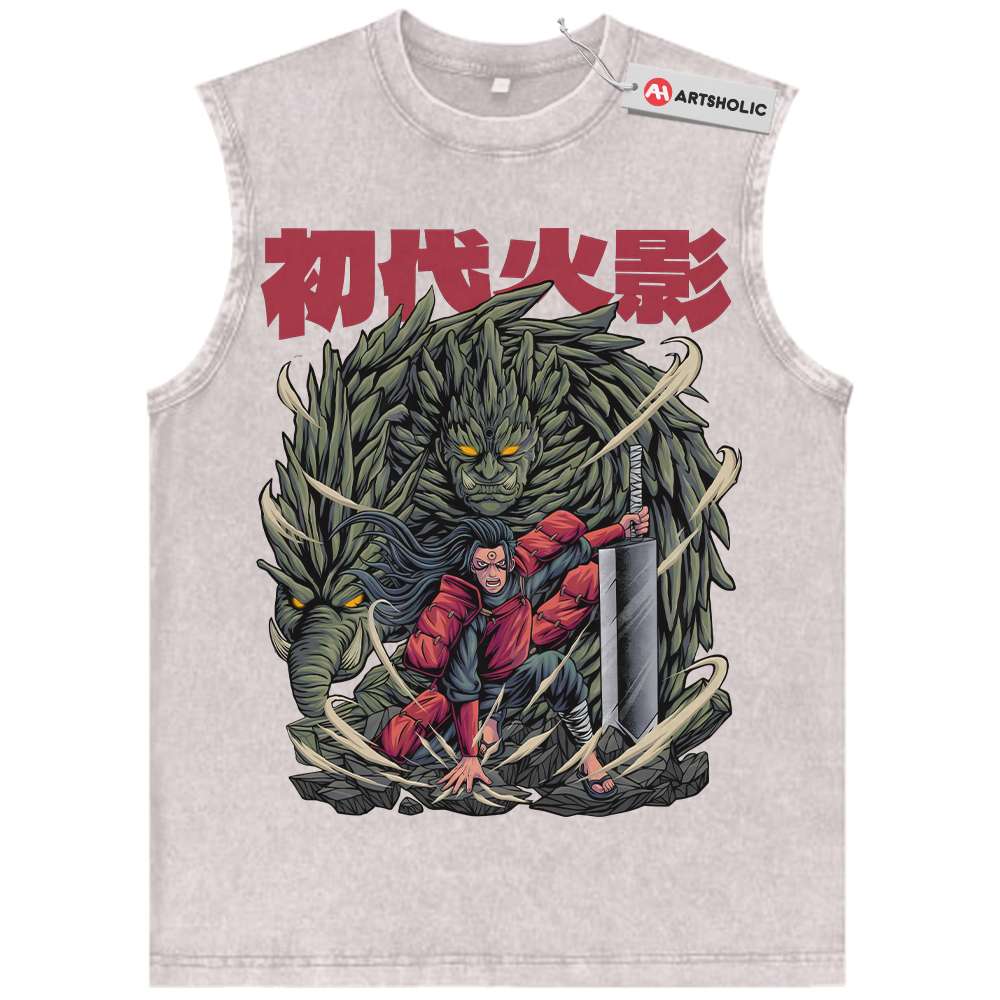 Alternative view of Hashirama Senju Tank Top, Naruto Tank Top, Anime Tank Top, Vintage Tank Top
