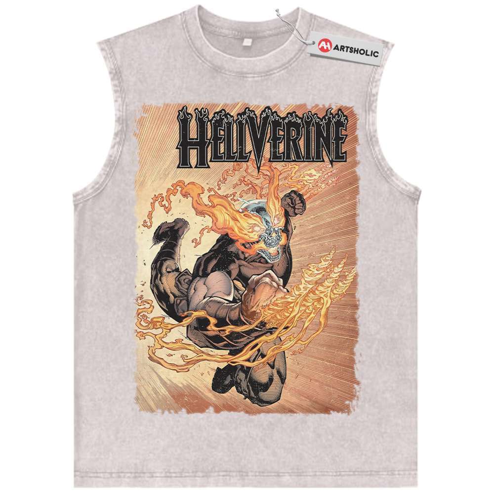 Alternative view of Hellverine Tank Top, Marvel Comics Tank Top, Vintage Tank Top