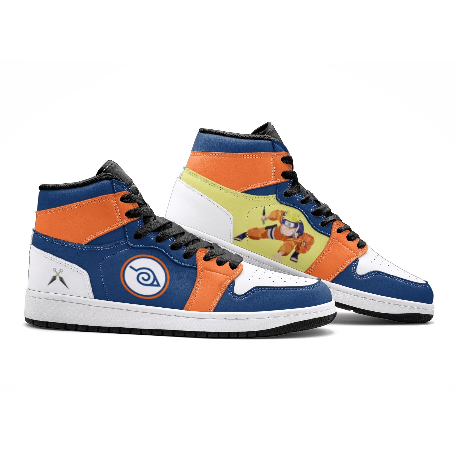 Alternative view of Hidden Leaf Naruto Custom Sneaker Mid 1 Basketball Shoes - Otaku Hall
