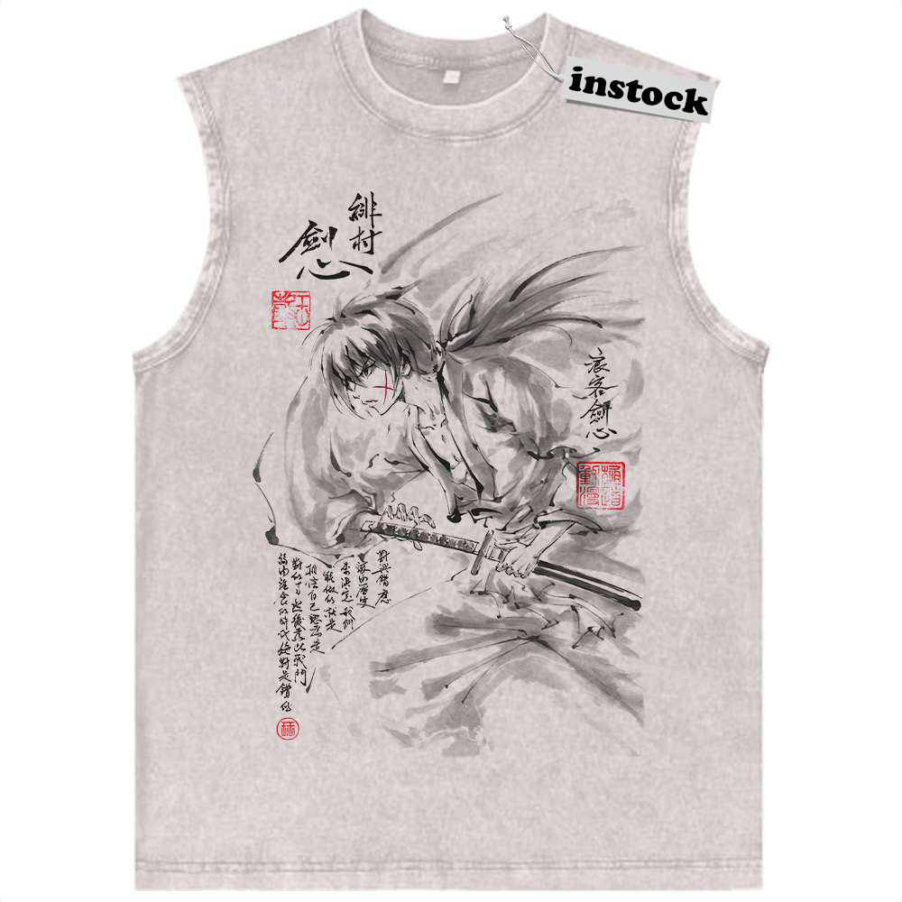 Himura Kenshin Tank Top, Rurouni Kenshin Tank Top, Anime Tank Top, Vintage Tank Top