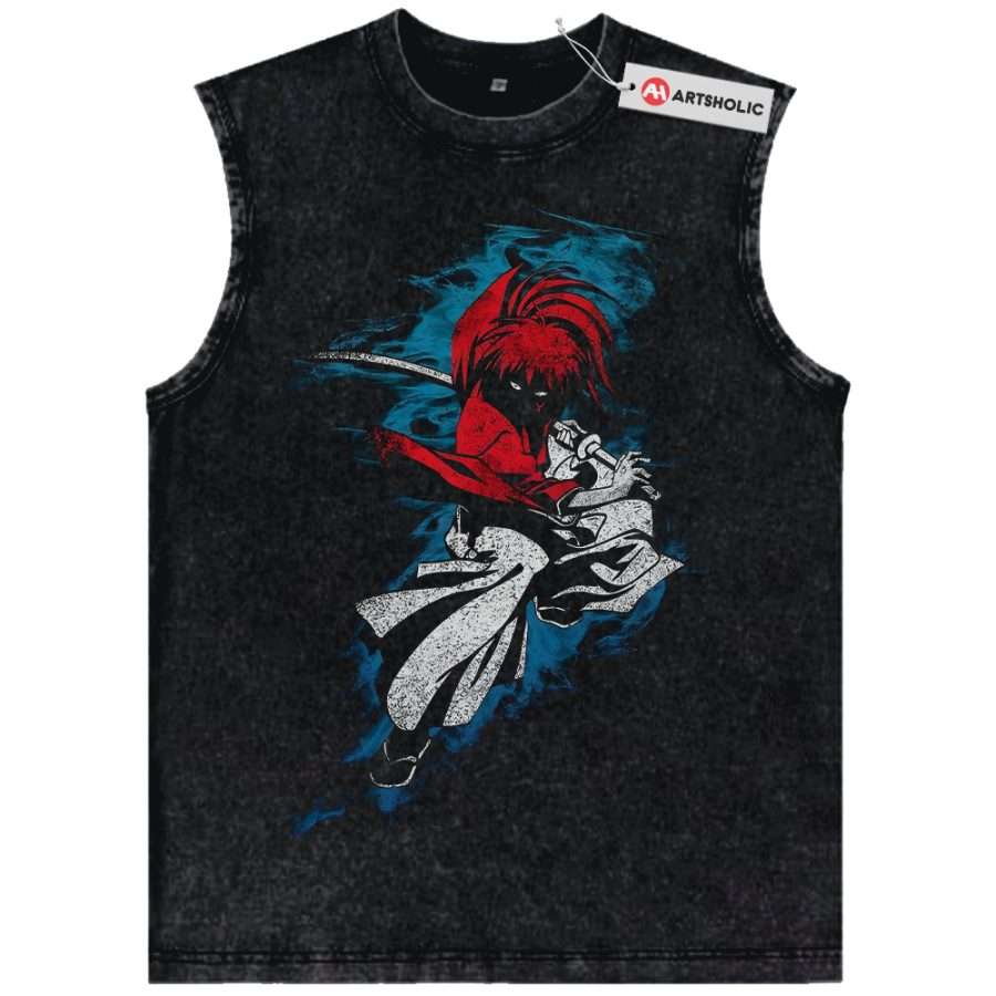 Alternative view of Himura Kenshin Tank Top, Rurouni Kenshin Tank Top, Anime Tank Top, Vintage Tank Top