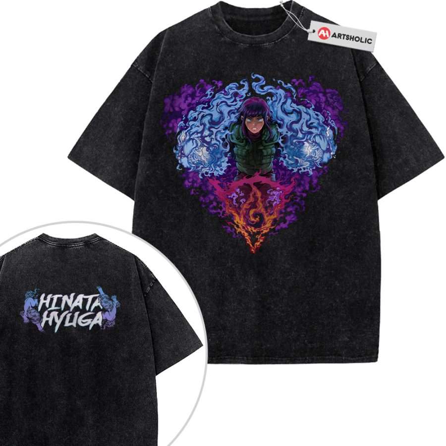 Alternative view of Hinata Hyuga Shirt, Naruto Shirt, Anime Shirt, Vintage T-Shirt 2-Sided