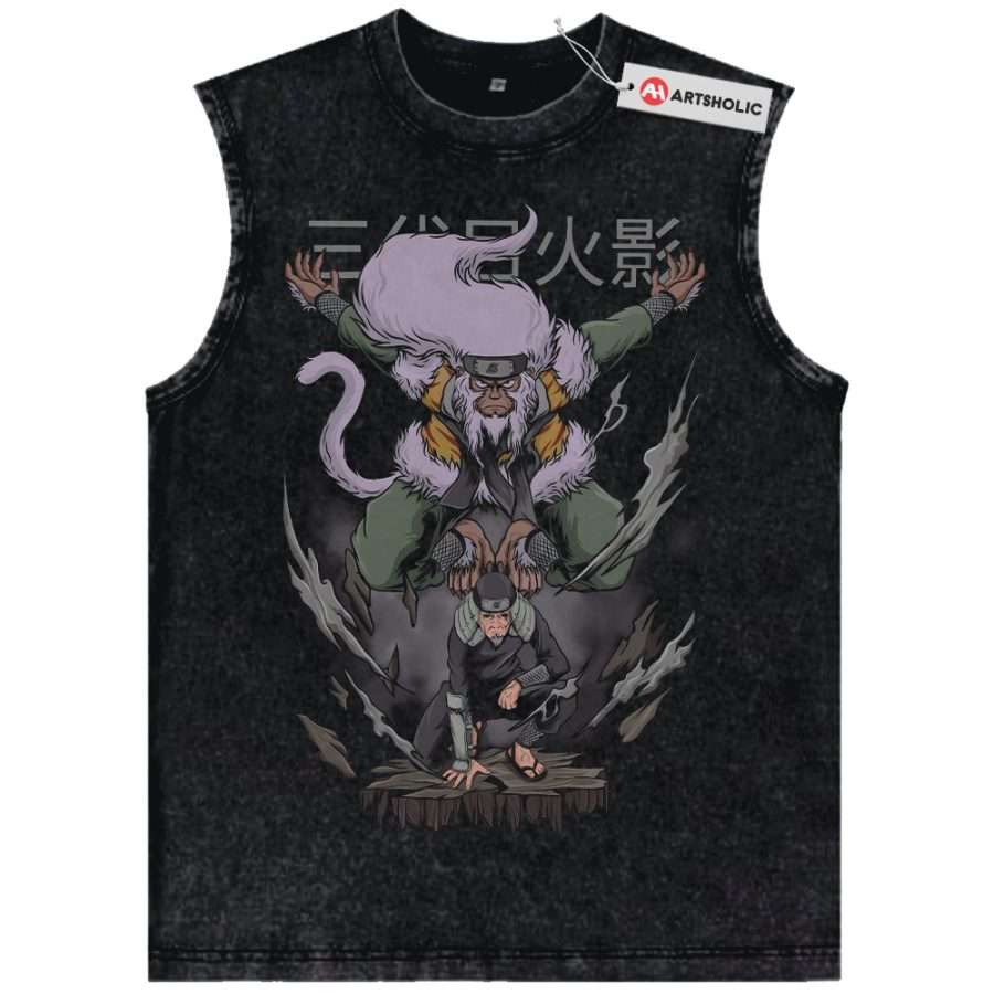 Alternative view of Hiruzen Sarutobi Tank Top, Naruto Tank Top, Anime Tank Top, Vintage Tank Top