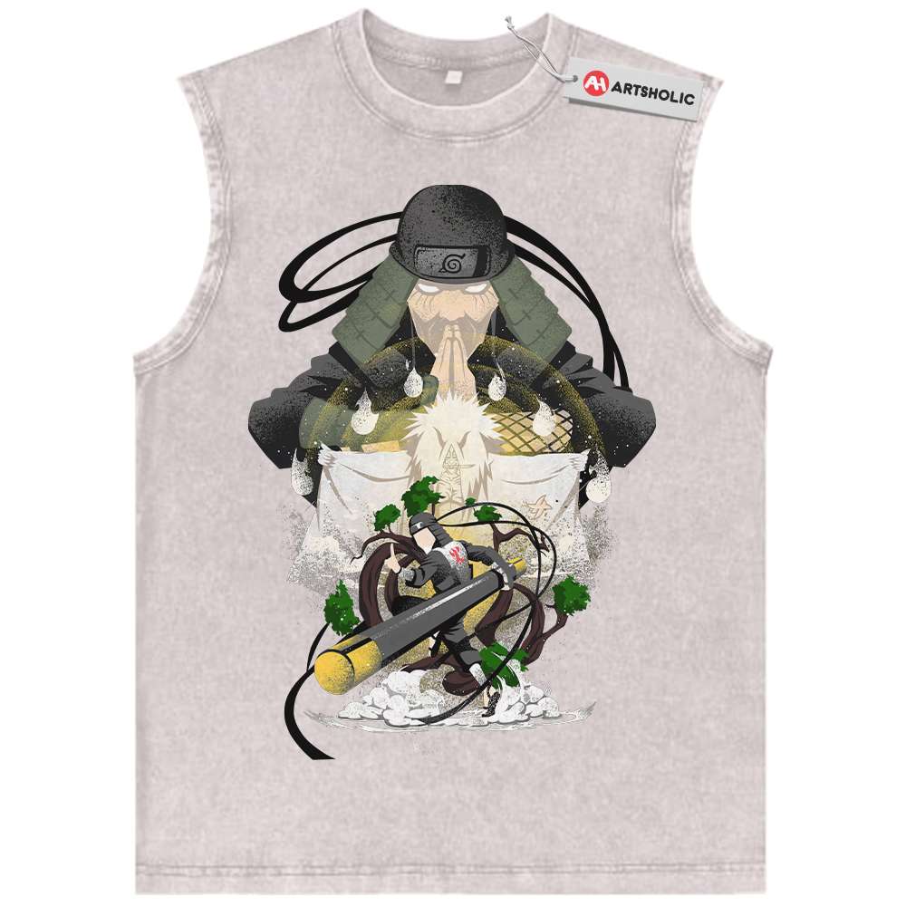 Alternative view of Hiruzen Sarutobi Tank Top, Naruto Tank Top, Anime Tank Top, Vintage Tank Top