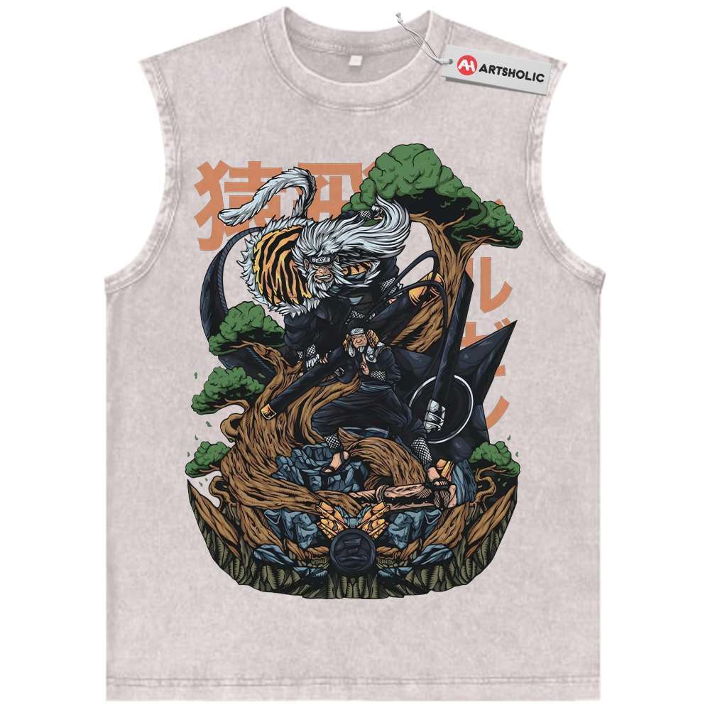 Alternative view of Hiruzen Sarutobi Tank Top, Naruto Tank Top, Anime Tank Top, Vintage Tank Top