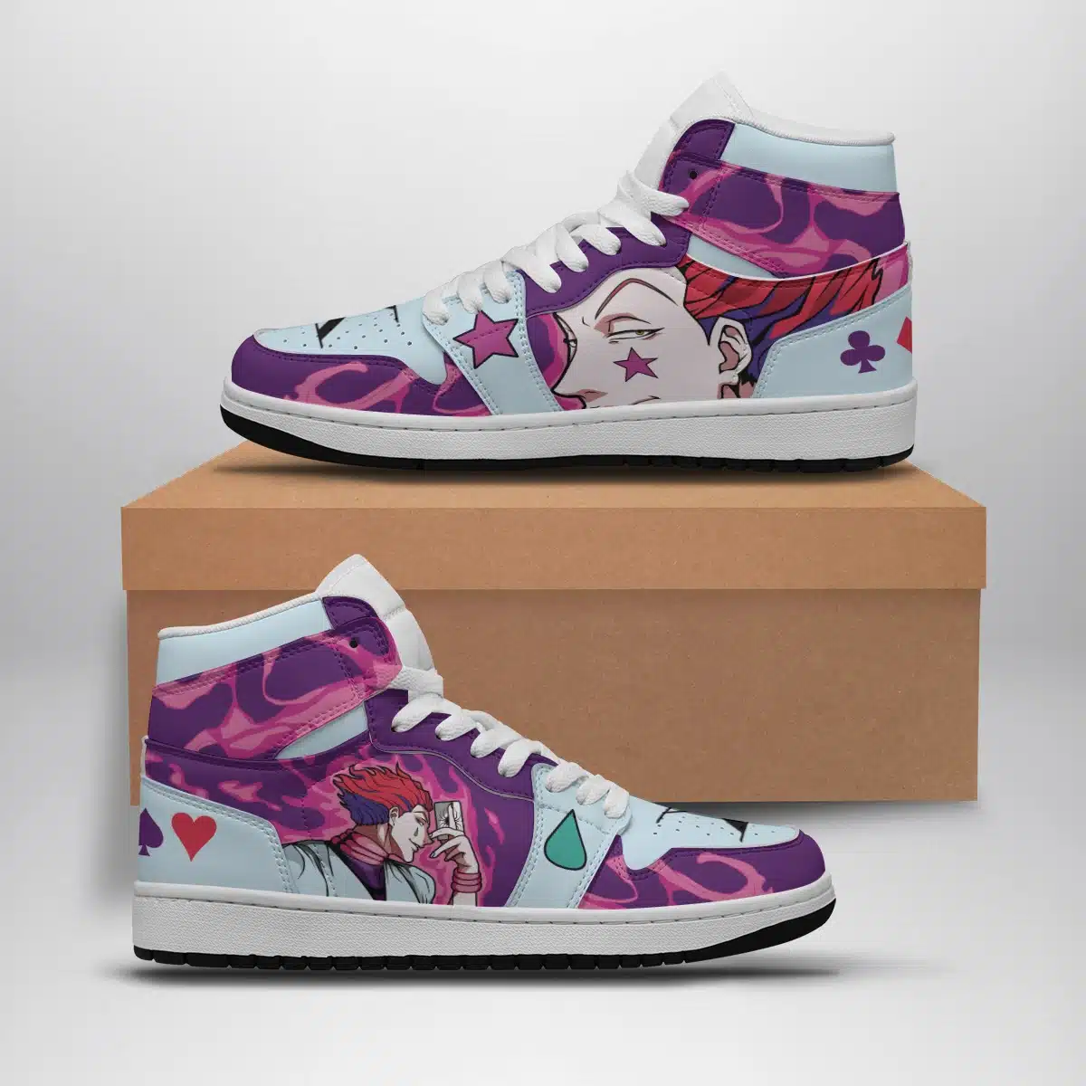 Hisoka Aura Basketball Shoes for Hunter X Hunter Fans Custom Sneaker Mid 1 Shonen Sneakers - Otaku Hall
