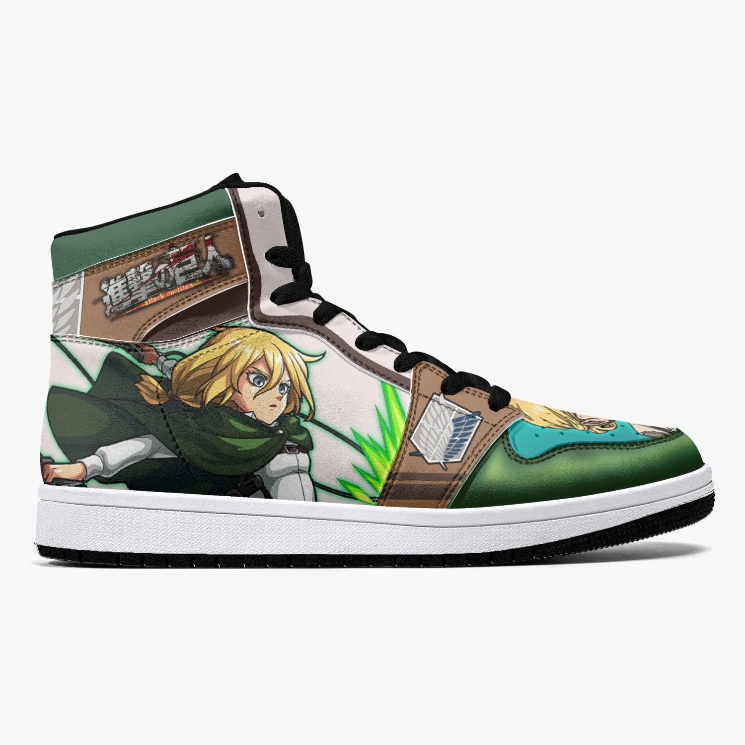 Alternative view of Historia Reiss Attack on Titan Custom Sneaker Mid 1 Basketball Shoes - Otaku Hall