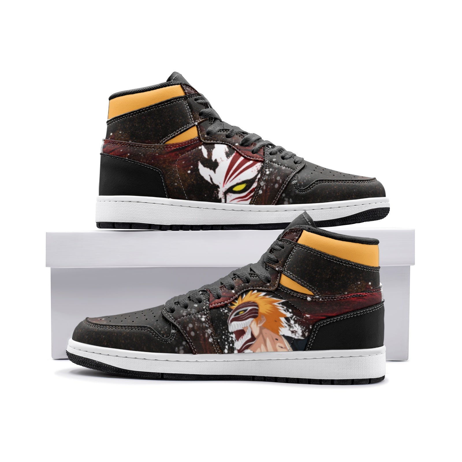 Hollow Ichigo Bleach Custom Sneaker Mid 1 Basketball Shoes - Otaku Hall