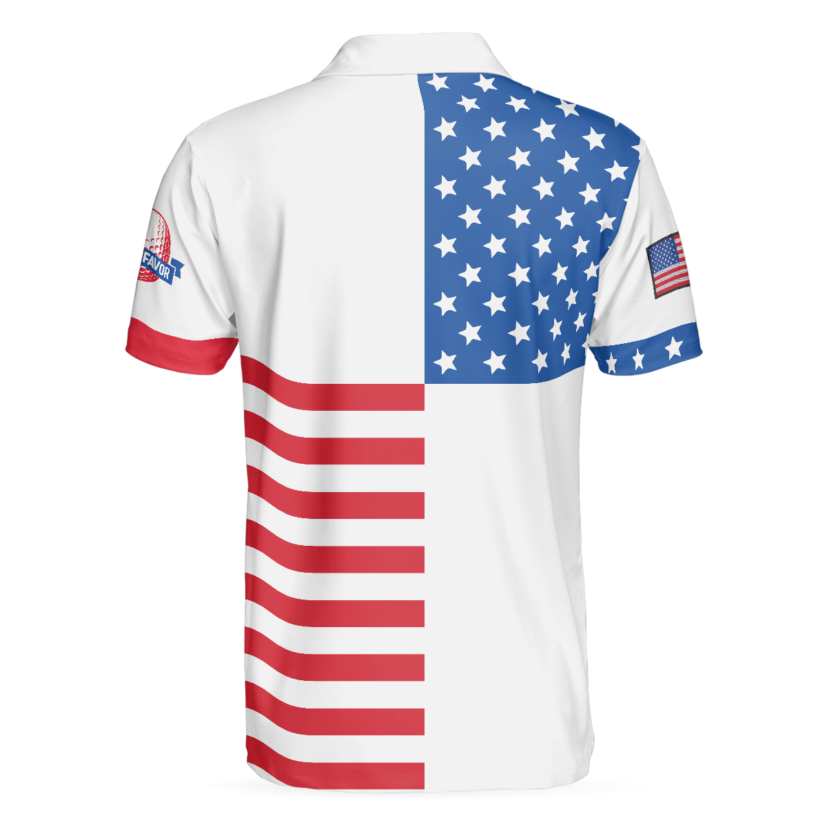 Alternative view of Horizontal Stripes Pattern Short Sleeve Golf Polo Shirt, American Flag Polo Shirt, Patriotic Golf Shirt For Men
