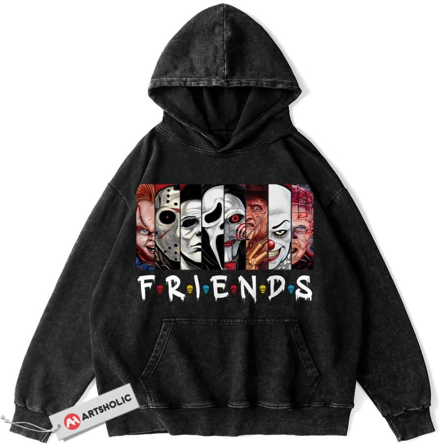 Alternative view of Horror Friends Hoodie, Movie Hoodie, Vintage Hoodie