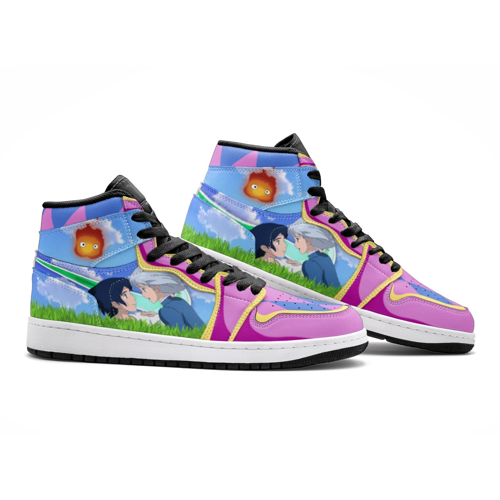 Howl and Sophie Howl's Moving Castle Custom Sneaker Mid 1 Basketball Shoes - Otaku Hall