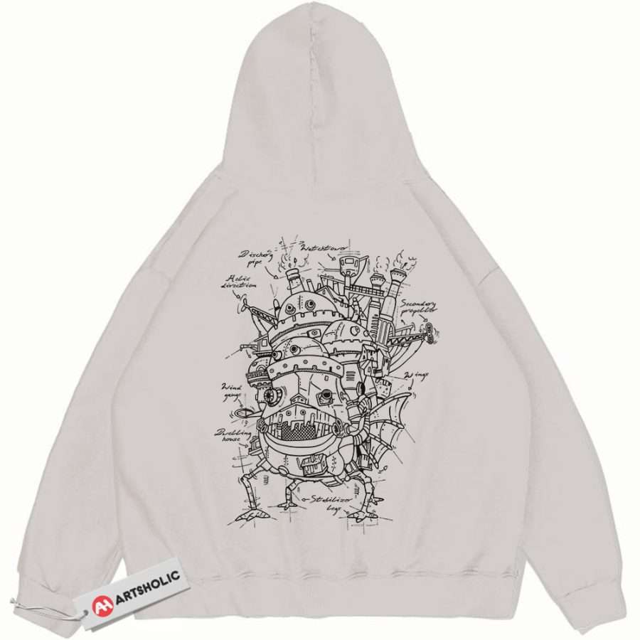 Alternative view of Howl's Moving Castle Hoodie, Studio Ghibli Hoodie, Anime Hoodie, Vintage Hoodie