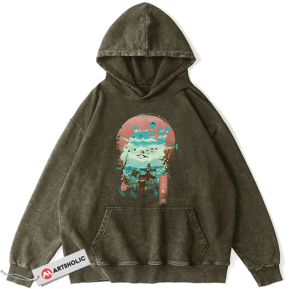 Alternative view of Howl's Moving Castle Hoodie, Studio Ghibli Hoodie, Anime Hoodie, Vintage Hoodie