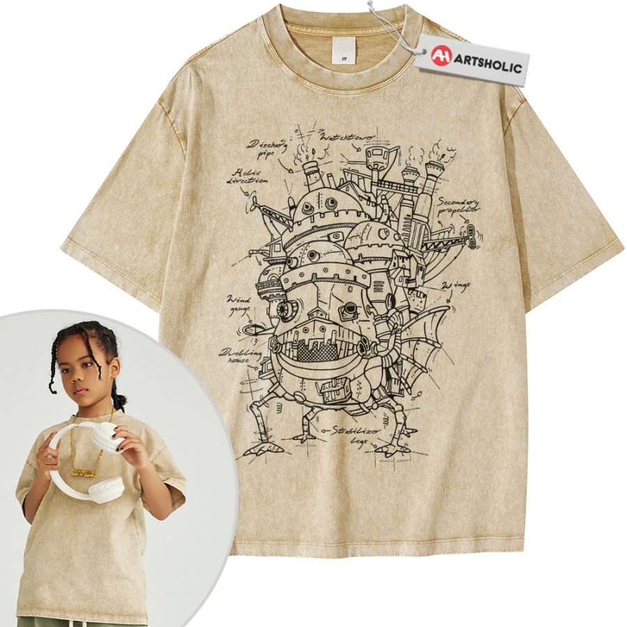 Alternative view of Howl's Moving Castle Shirt For Kids, Studio Ghibli Shirt For Kids, Anime Shirt For Kids, Vintage T-Shirt For Kids