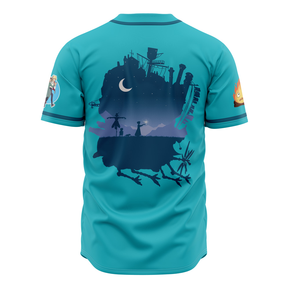 Alternative view of Howls Moving Castle Studio Ghibli Custom Baseball Jersey - Otaku Hall