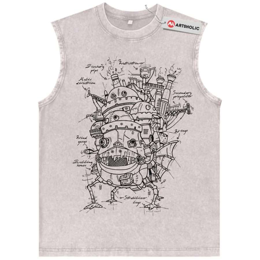 Alternative view of Howl's Moving Castle Tank Top, Studio Ghibli Tank Top, Anime Tank Top, Vintage Tank Top