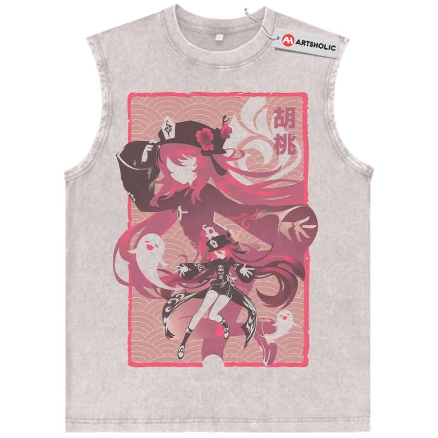 Alternative view of Hu Tao Tank Top, Genshin Impact Tank Top, Game Tank Top, Vintage Tank Top